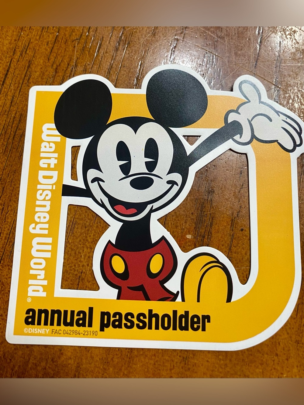 Walt Disney World Mickey Mouse Annual Pass Holder Magnet
